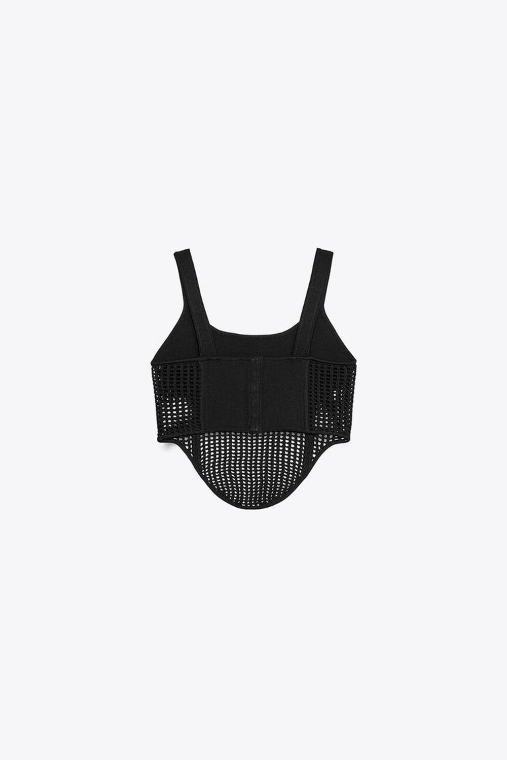 ZARA КОМБИНИРОВАННЫЙ ТРИКОТАЖНЫЙ ТОП-КОРСЕТ, ЧЕРНЫЙ