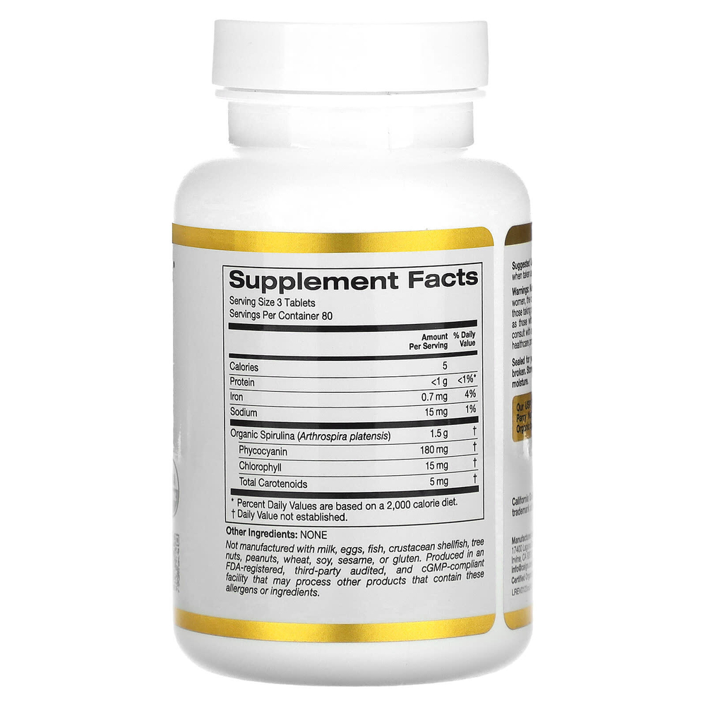 California Gold Nutrition, органическая спирулина, 240 таблеток (500 мг в 1 таблетке)