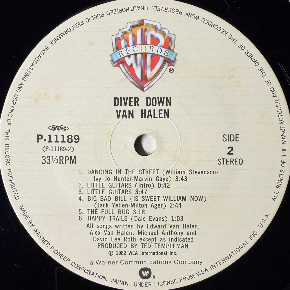 Van Halen ‎– Diver Down (Япония 1982г.)Т