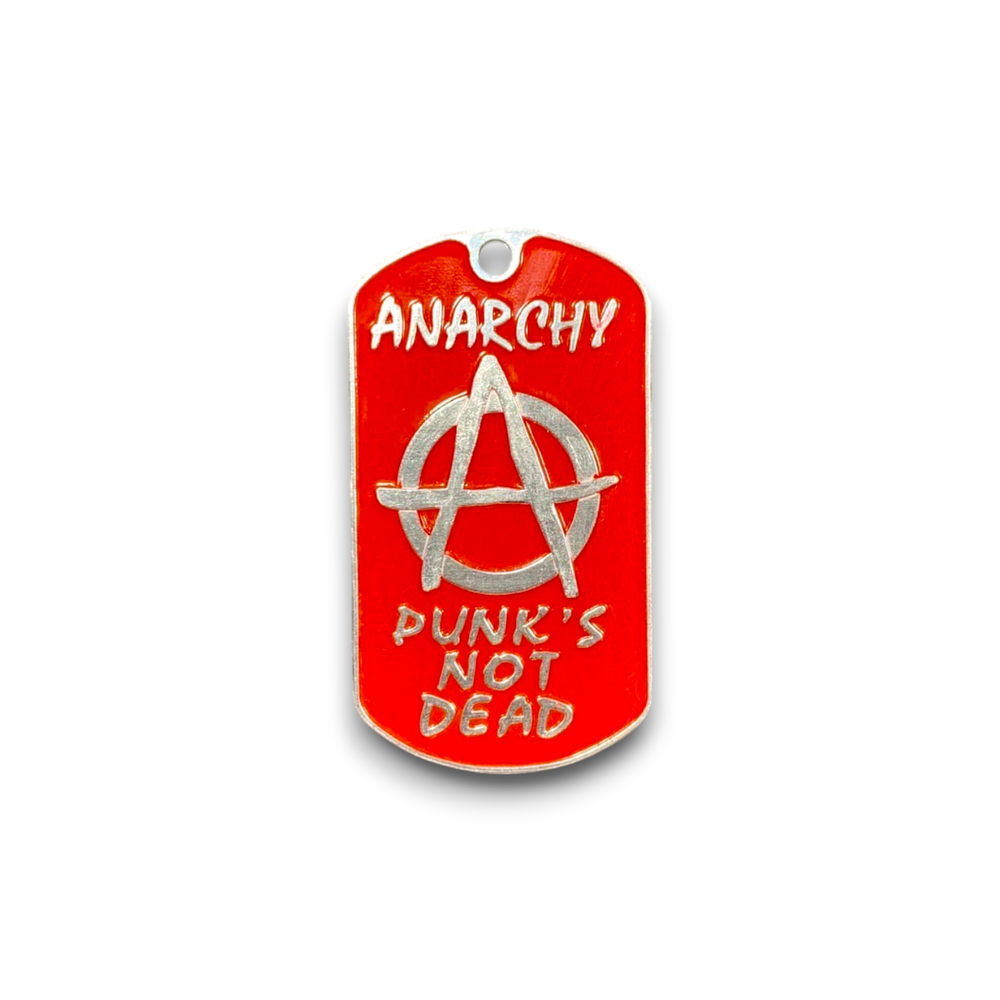 Жетон Армейский ( Военный ) Личный Anarchy «Punk's Not Dead» Красный | ATRIBUTICASTORE.RU