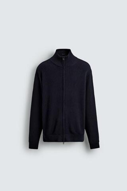 ZARA КАРДИГАН ПЛАТОЧНОЙ ВЯЗКИ НА МОЛНИИ, МОРСКОЙ СИНИЙ