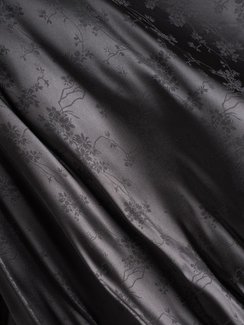 Ткань шелк Армани Жаккард, арт. 1870/2, дизайн "цветы на ветке", черный