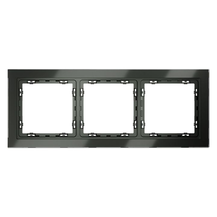 Рамка стеклянная Voltum S70 на 3 поста, (титан, стекло) VLS110306