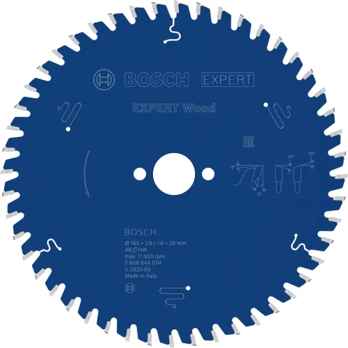 Пильный диск по дереву 165x20x2.6/1.6x48T BOSCH 2608644024