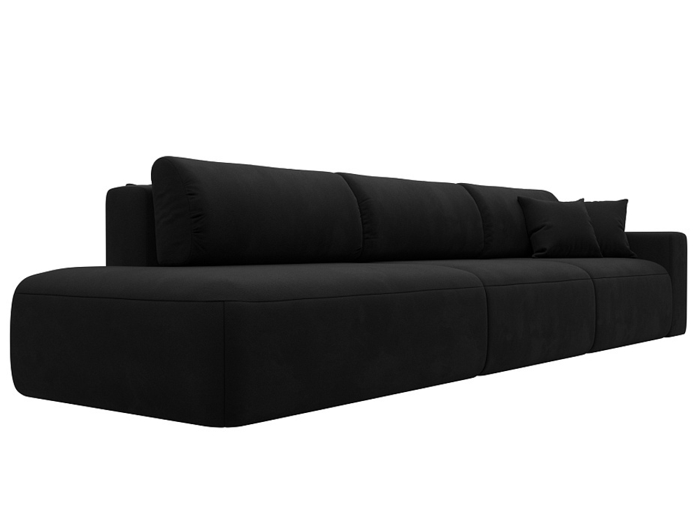 Диван прямой Лига-036 НПБ Модерн Лонг подлокотник справа МИКРОВЕЛЬВЕТ Черный