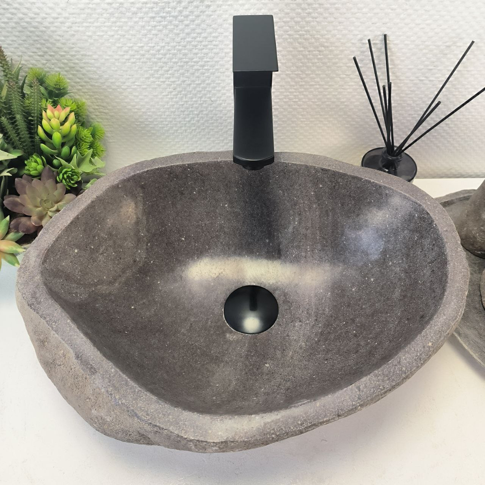Каменная раковина из речного камня RS-63686 (46*34*15) 0122