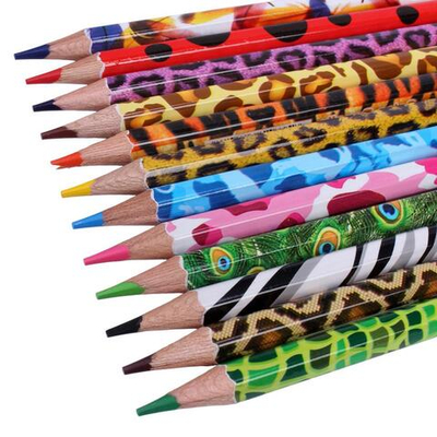 Карандаши цветные "Зоопарк" 6-гранные12 цветов, животный принт на корпусе