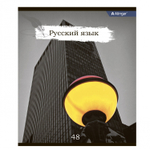 Тетрадь предметная "Русский язык" А5 48л., линия, со справочным матер, скрепка, мелованный картон(стандарт), блок офсет, Alingar "Город контрастов"
