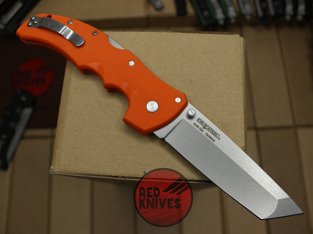 Нож Cold Steel Recon 1 TANTO G10 (V2025) - оранж рук., стоунвош клинок