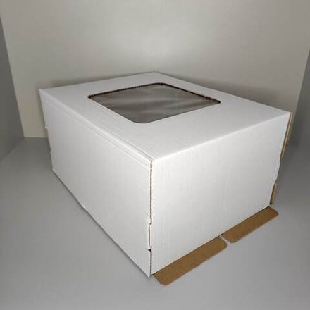Коробка для торта с окном белая 40х30х20 см