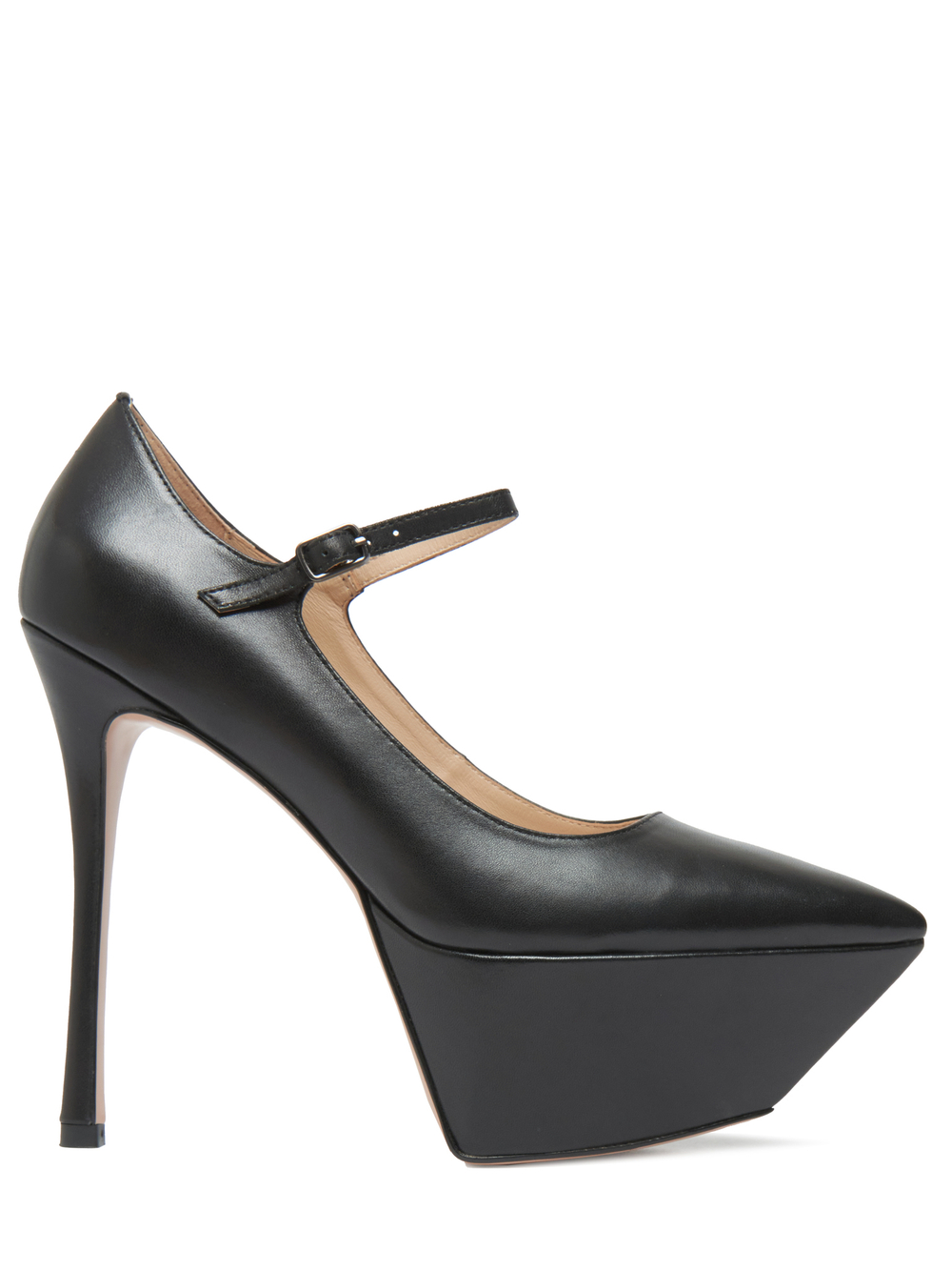 Женские кожаные туфли черные на платформе