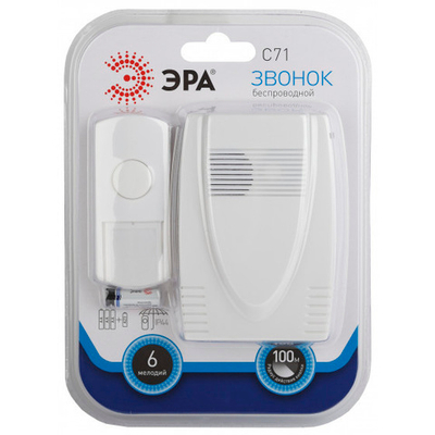 Звонок беспроводной цифр. ЭРА С71 BL 5985 6 мелодий,100м., 3хАА/A23