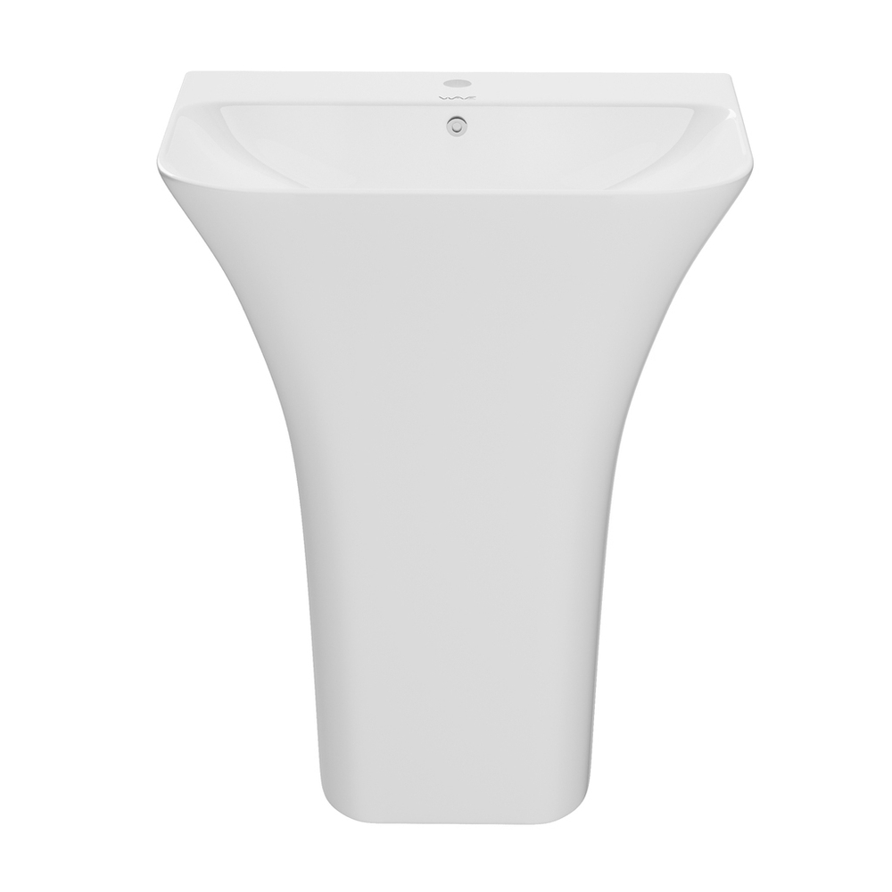 Умывальник-моноблок ELITE2 WAVE 650*450*835 ш*г*в, с хром переливом, белый, прямоуг