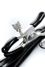 Черно-серебристые зажимы для сосков с кисточками ToyFa Theatre 705011