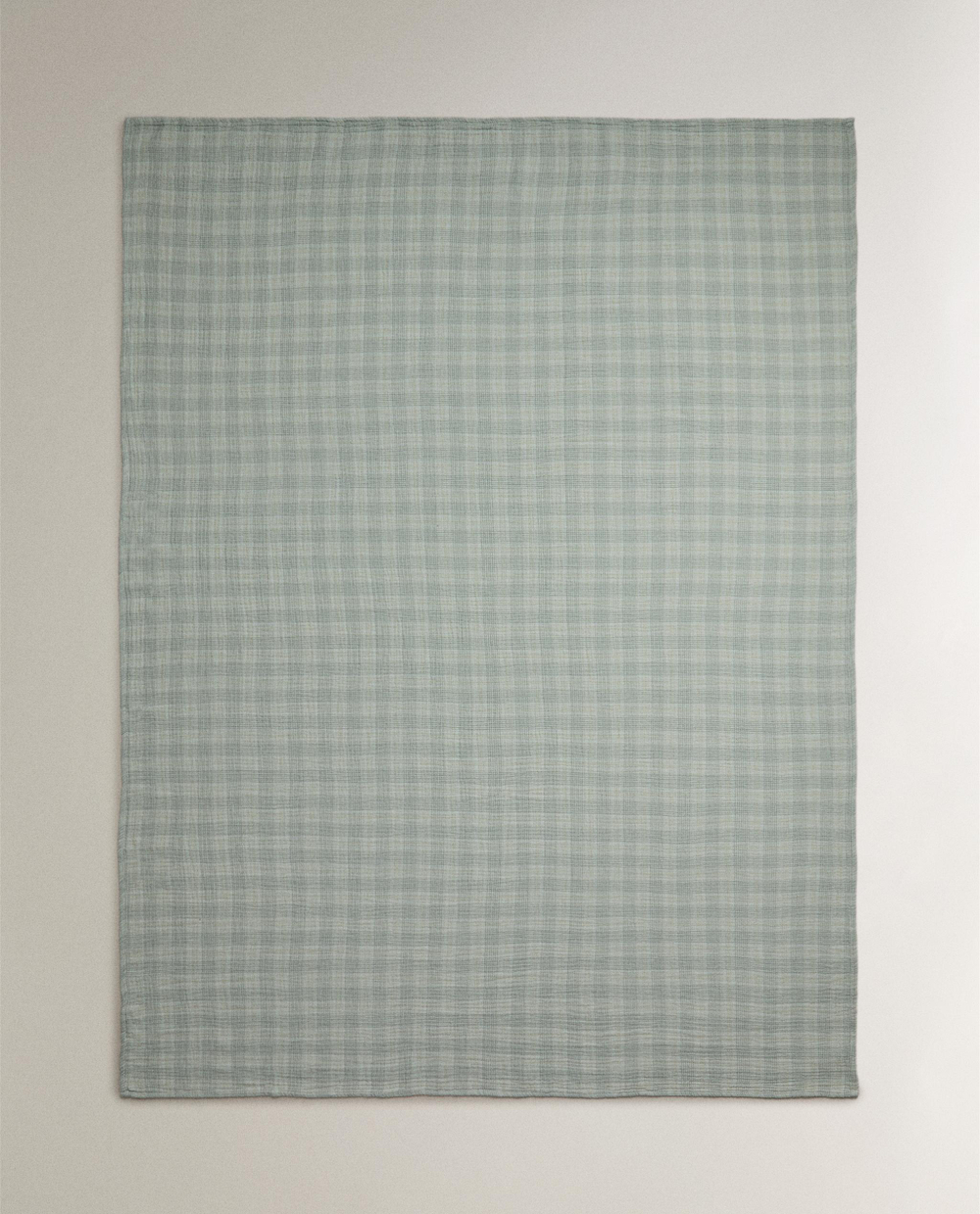 Zara Home плед из хлопка, зелёный, в клетку · 3196/004