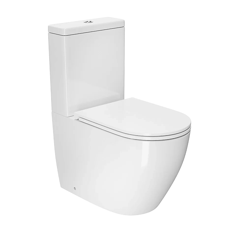 Унитаз напольный D&K Matrix DT1397516 белый, безободковый, с бачком, с крышкой микролифт, слив торнадо
