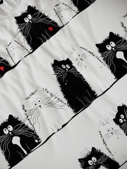 Простынь на резинке перкаль Сказка "Коты" 120x200 см