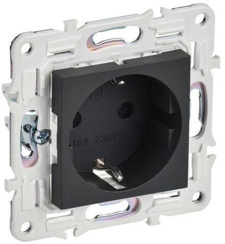 Розетка SKANDY 16А с заземл. защ. шторки безвинт. крепл. SK-R06G графит IEK SK-R14-16-1-K53