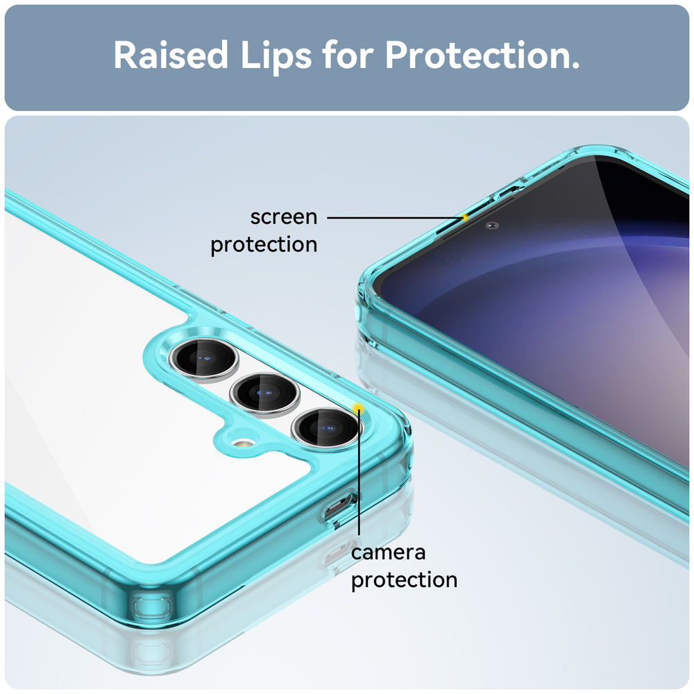 Противоударный чехол c усиленными боковыми рамками бирюзового цвета для Samsung Galaxy S24
