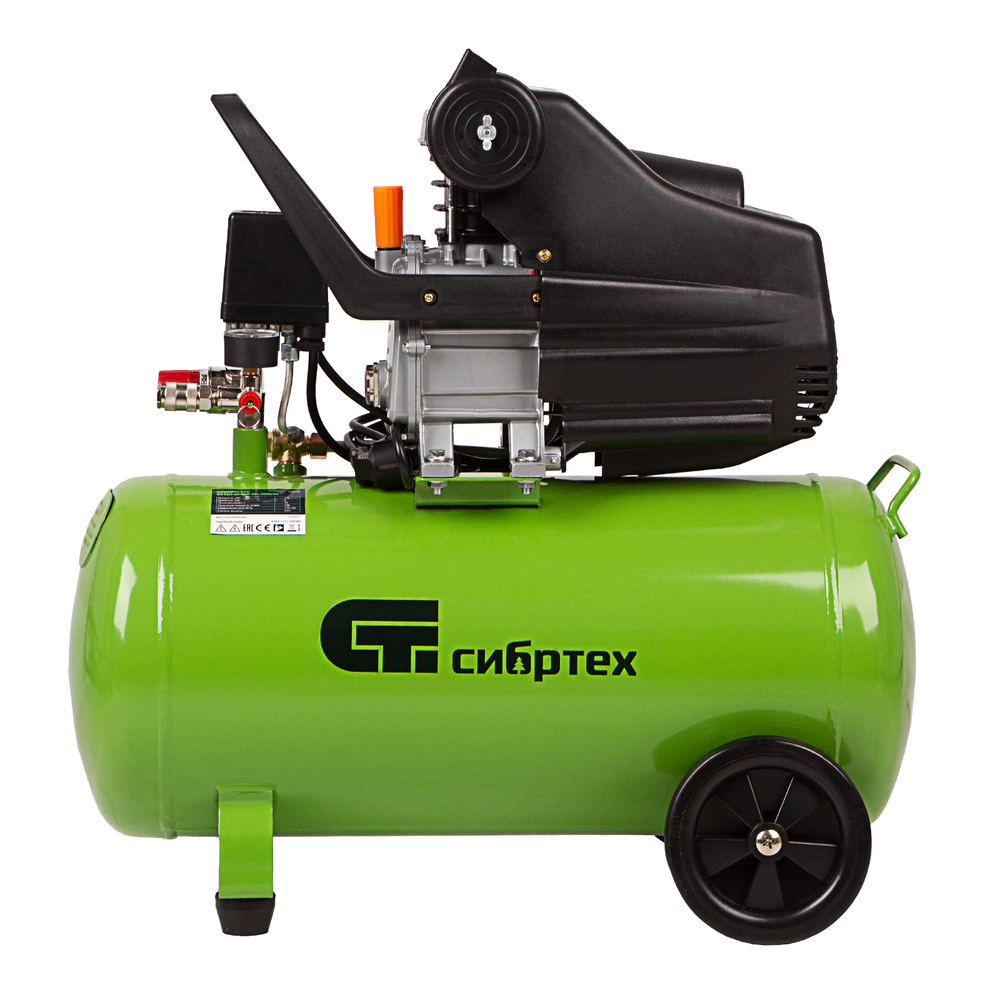 Компрессор воздушный КК-1500/50, 1.5 кВт, 198 л/мин, 50 л, прямой привод, масляный Сибртех