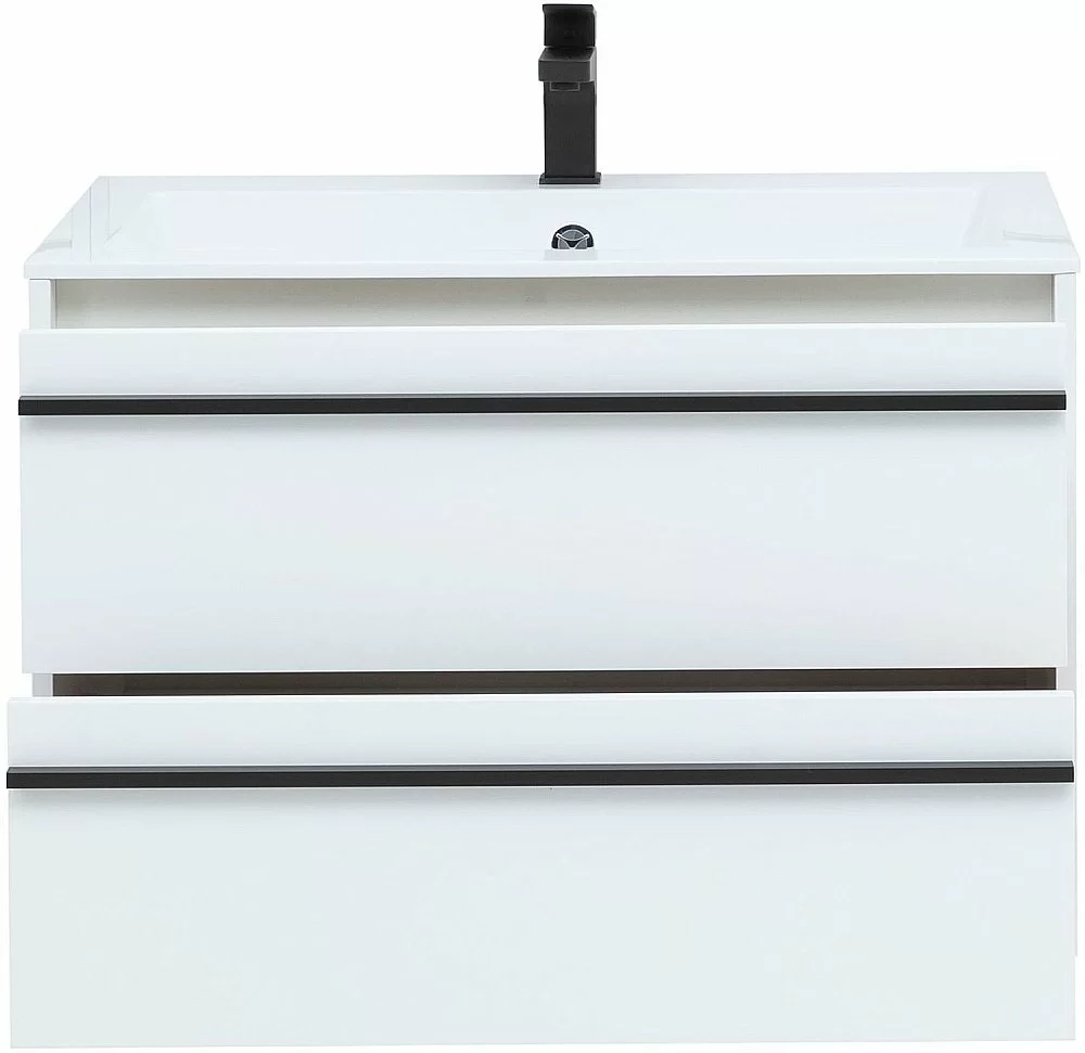 Тумба с раковиной Aquanet Lino 80 белая матовая