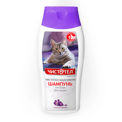 ЧИСТОТЕЛ Шампунь от блох и клещей для кошек, перметрин, 180 мл