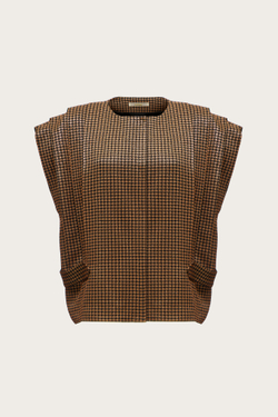 ЖИЛЕТ ИЗ КОРИЧНЕВОЙ ВИСКОЗЫ С ЛЮРЕКСНОЙ НИТЬЮ