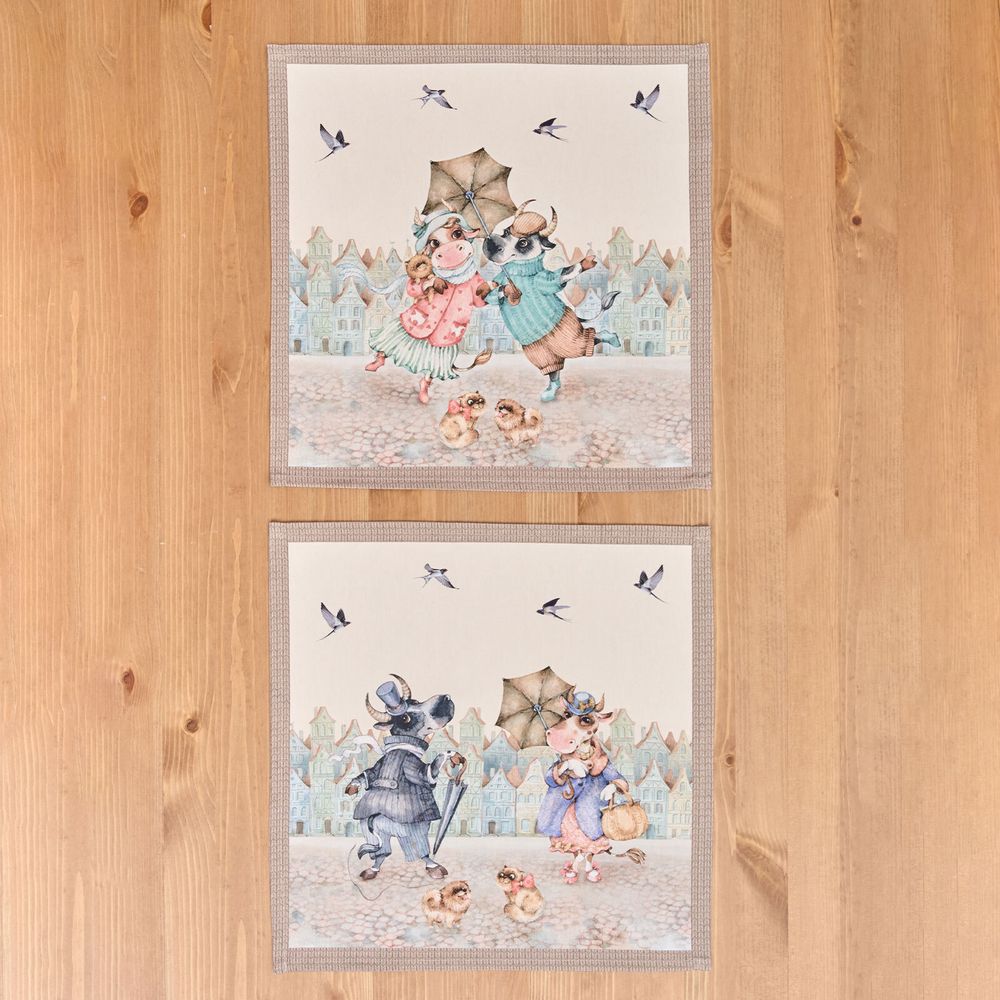 КОМПЛЕКТ САЛФЕТОК 2ШТ "ПРОМЕНАД"40Х40 СМ ,БЕЖЕВЫЙ, 100% ХЛОПОК,ТВИЛ