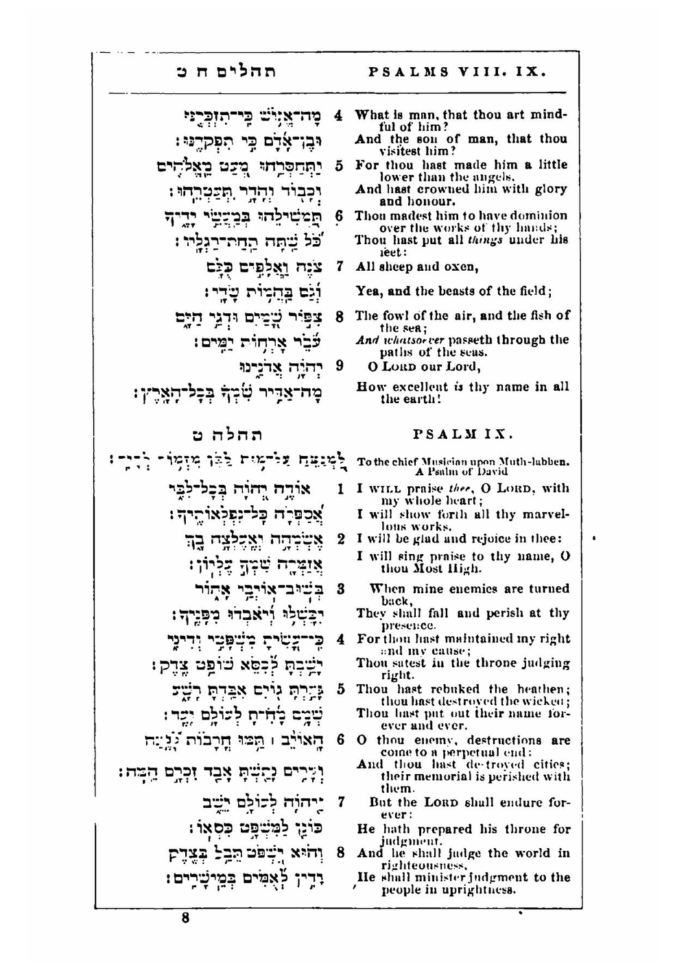 The Book of Psalms, in Hebrew and English | M. l'abbé Trochon