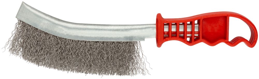 Корщетка (крацовка) с изогнутой пластиковой ручкой, стальная тип А, 38407 КУРС