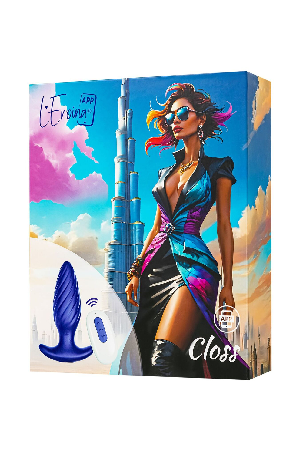 Синяя анальная вибровтулка Closs с управлением через приложение (Цвет: синий)