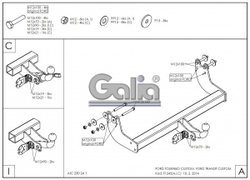 Фаркоп оцинкованный Galia F124A для Ford Touneo Custom 2012-, Ford Transit Custom 2012-(паспорт и сертификат в комплекте)(без электрики)