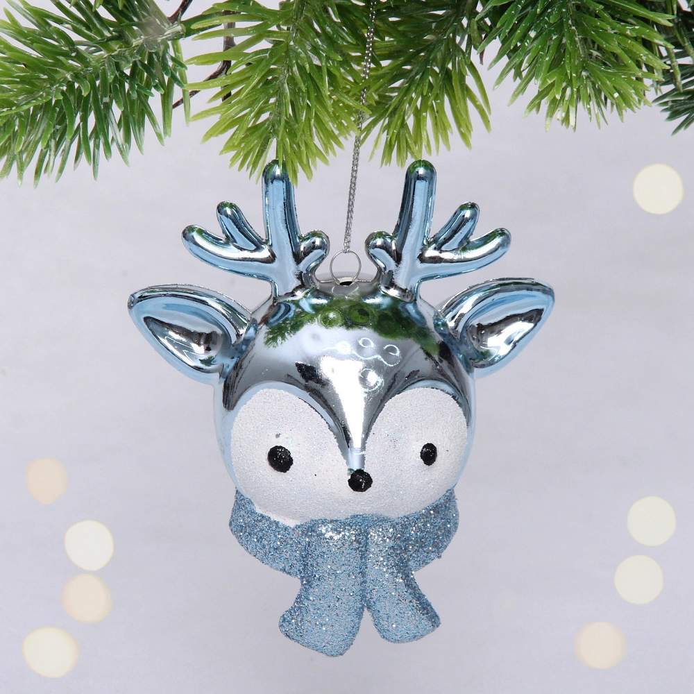 Елочная игрушка «Новогодний олененок» 7*11*10,5 см, голубой