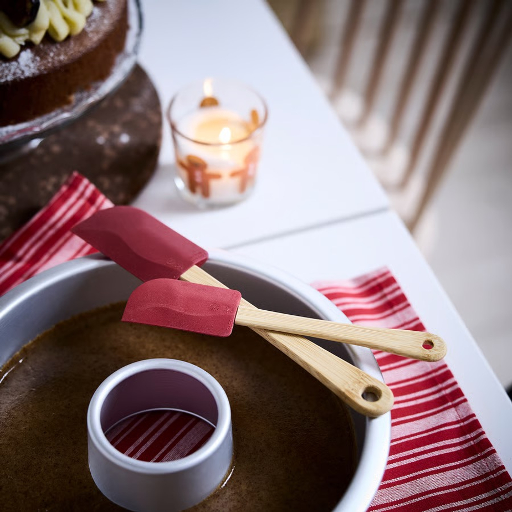 ВИНТЕРФИНТ VINTERFINT Лопатки силиконовые 2 шт, бамбук/красный