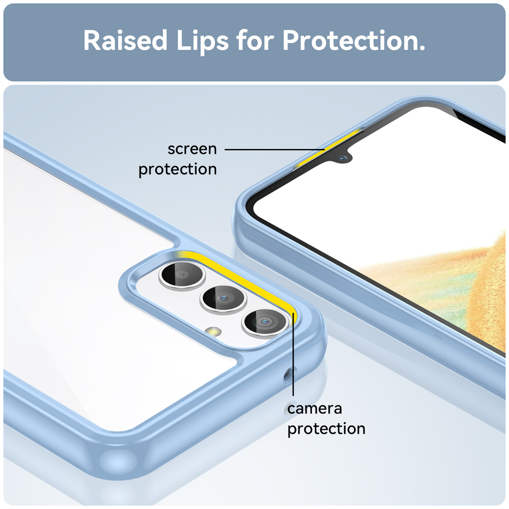 Чехол противоударный с мягкими рамками синего цвета для Samsung Galaxy A34 5G, мягкий отклик кнопок