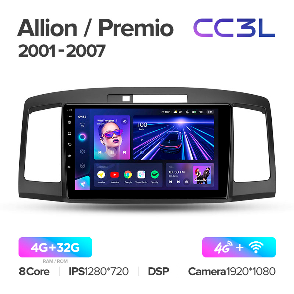 Teyes CC3L 9"для Toyota Premio, Allion 2001-2007