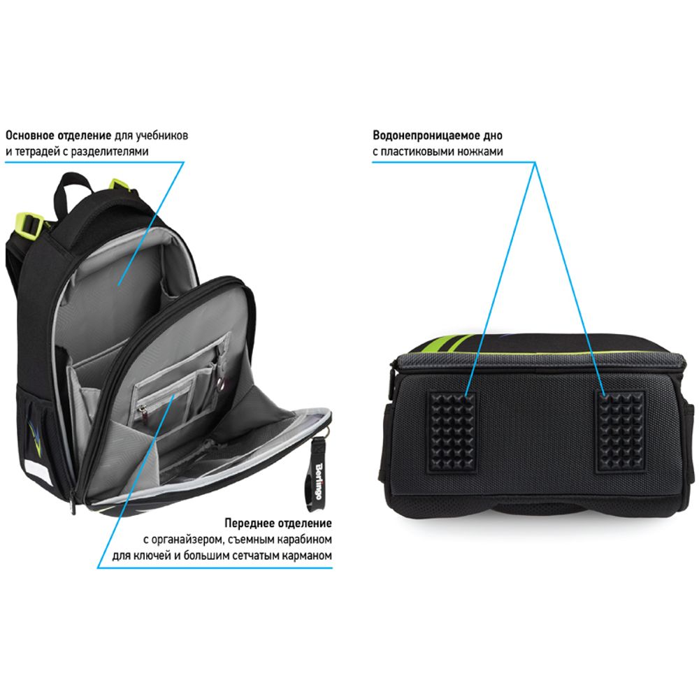 Ранец Berlingo Expert Max Energy 37х28х16см, 2 отд., с анатомической спинкой, дождевик