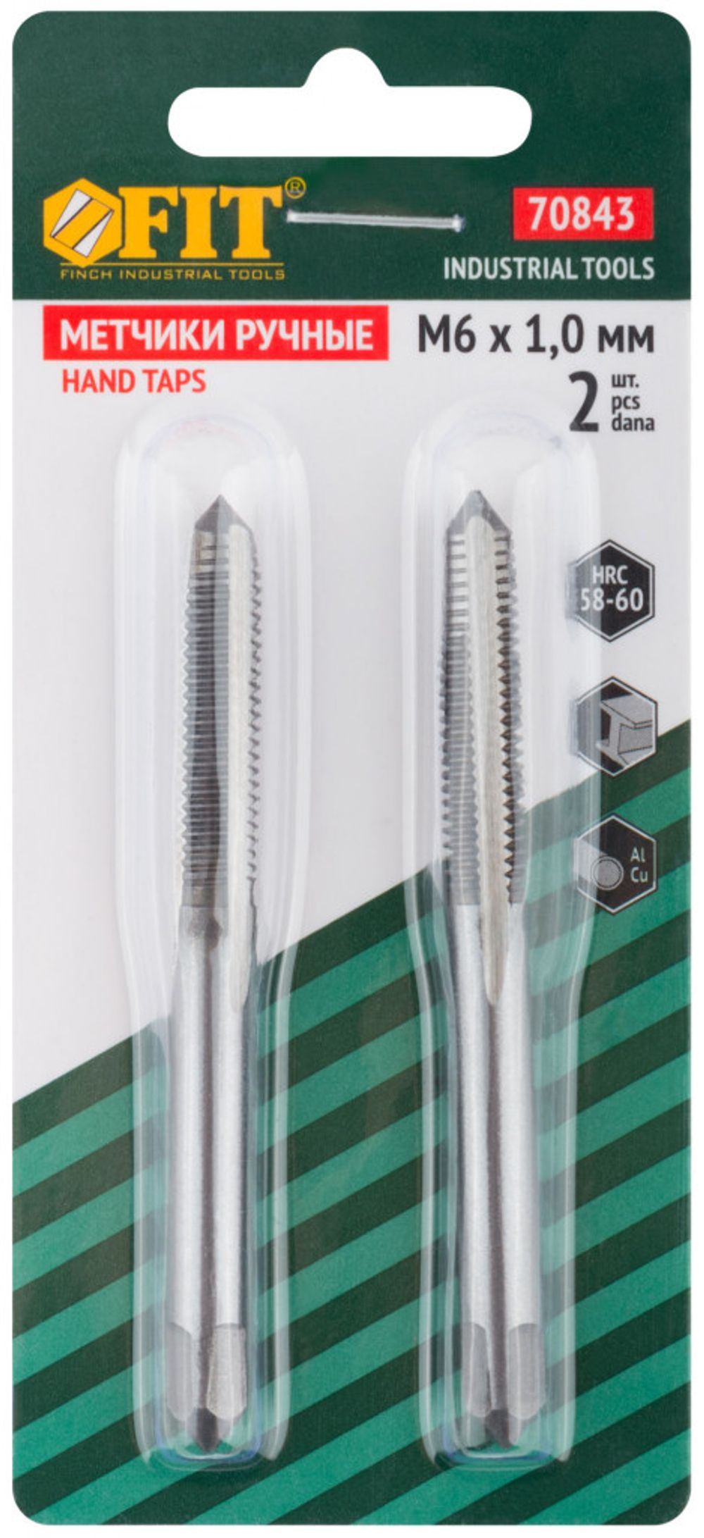 70843 Метчики метрические, легированная сталь набор 2 шт М6 х 1,0 мм FIT