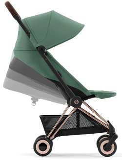 Коляска Cybex Coya Rosegold Frame Cloud G i-Size Moon Black Plus 2 в 1 Leaf Green с дождевиком и бампером