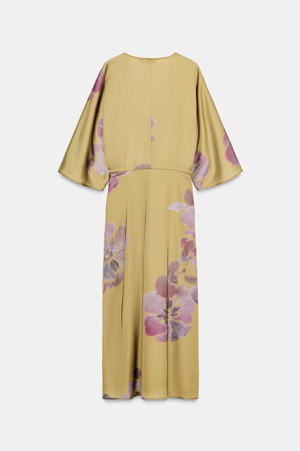 ZARA АТЛАСНОЕ ПЛАТЬЕ МИДИ С ПРИНТОМ, КОРИЧНЕВЫЙ / ЗЕЛЕНЫЙ