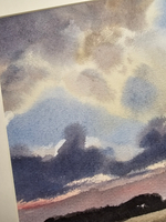 Картина авторская акварельная в паспарту 30х40 см на стену для интерьера "Пейзаж"