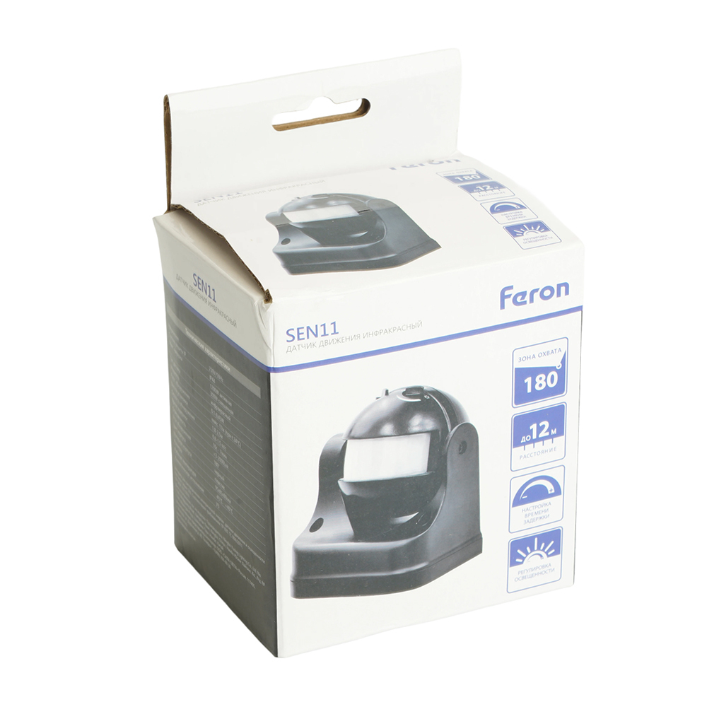 Датчик движения 1200W 12m 180° черный, SEN11
