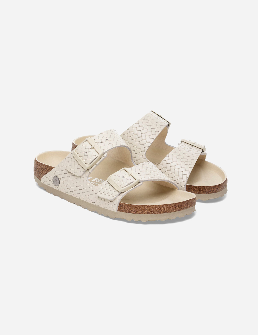Birkenstock Arizona Rivet Woven Emboss Ecru Sandals "White"