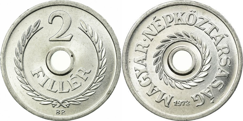 Венгрия 2 филлера, 1950 - 1989 Венок XF