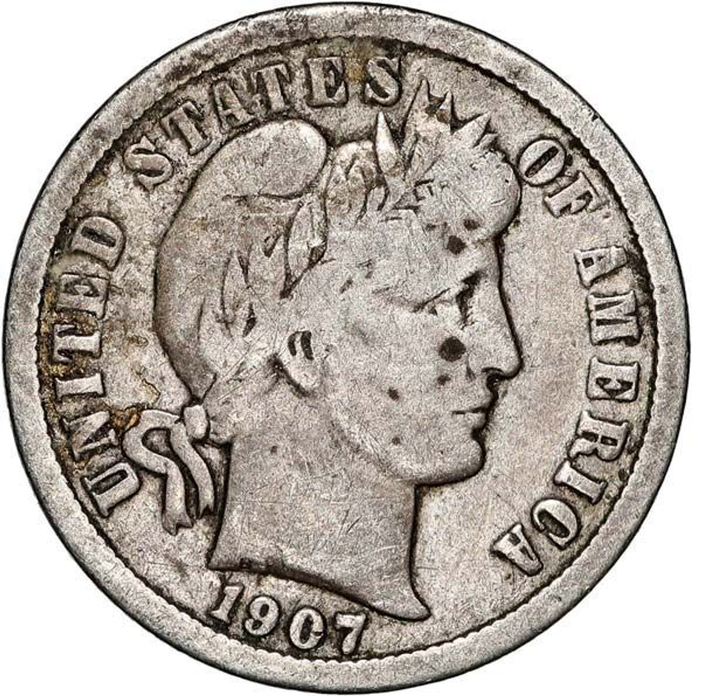 USA 1 Dime 1907 – Barber Series (Denver Mint)