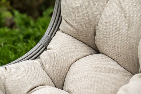 "Венеция" подвесное кресло-кокон из искусственного ротанга, цвет серый с бежевой подушкой