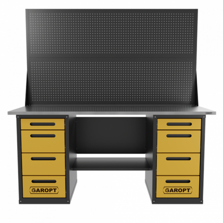 Верстак двухтумбовый 4 ящиков /4 ящиков с двумя экранами, желтый 1800*700 GAROPT, GT1800Y4Y4PP2.yell