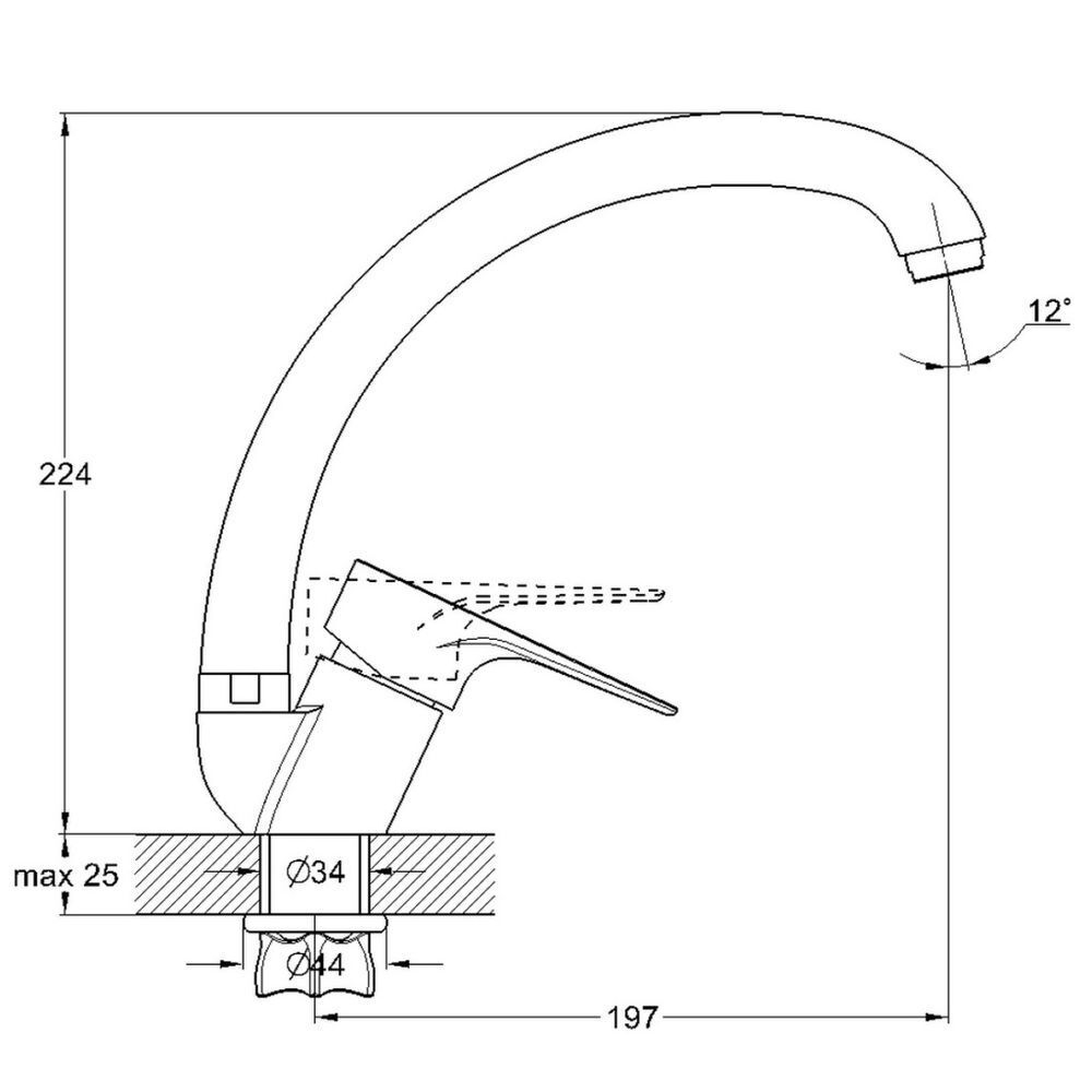 Смеситель для кухни, G.lauf, с картриджем, хром, NUD4-A045
