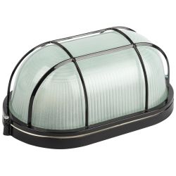 Светильник ЭРА НБП 04-100-002 Акватермо алюминий/стекло решетка IP54 E27 max 100Вт 280х160 овал черный