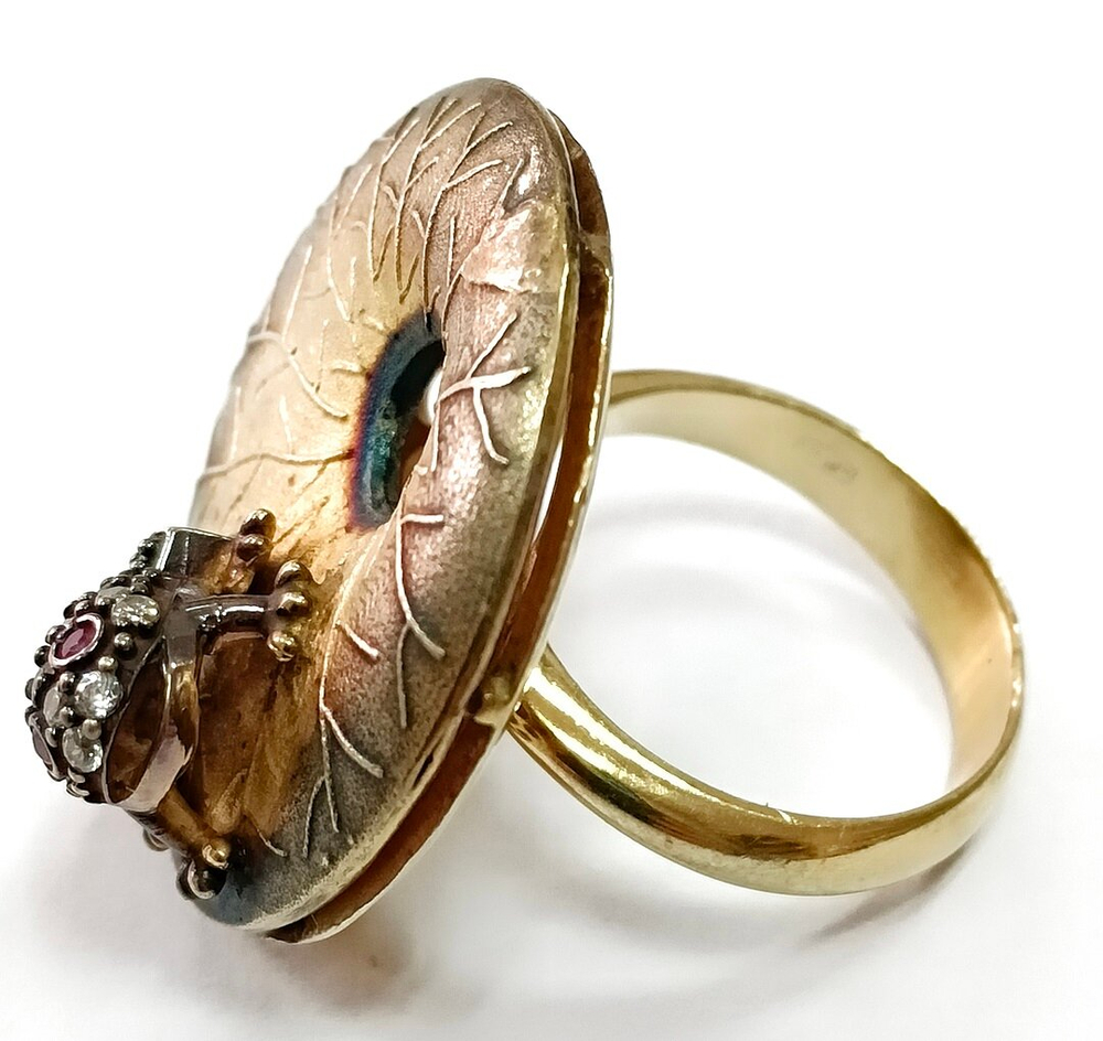 Кольцо ювелирное из серебра с позолотой,вставка рубин натуральный,фианиты,размер 18